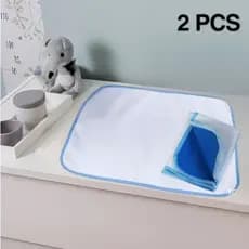 2 Protetores de Colchão 70x50 Absorventes Laváveis Branco com Borda Azul para Desfralde
