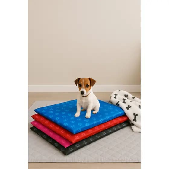 Cama Impermeável para Cães 70x50cm – Colchonete M com Capa Removível Estampa Patinhas