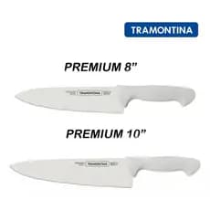 Kit Facas de Carne Chefe TRAMONTINA Premium  Inox Cabo Branco 8" e 10"