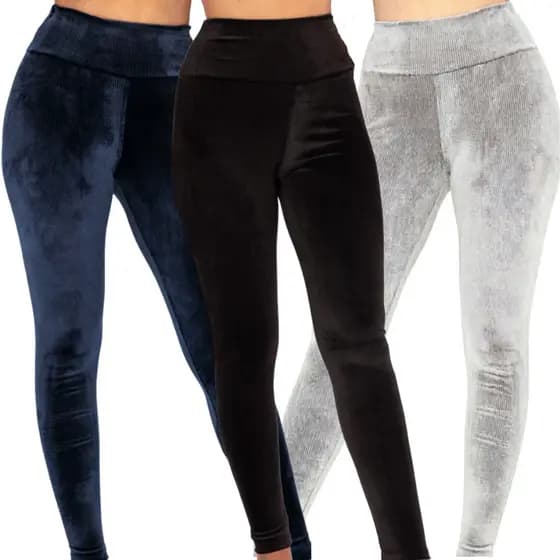 Kit C/ 3 Leggings Plush Cotelê Peluciada Confortável Inverno