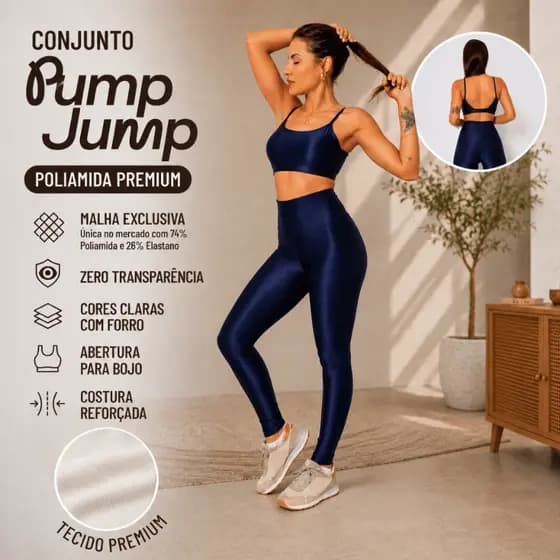 Conjunto Fitness Feminino Top Fita Costas Abertas + Legging Canelada Poliamida Premium Academia