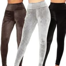 Kit 3 Calças Plush Cotelê Legging Feminina Peluciada Inverno Confortável e Resistente