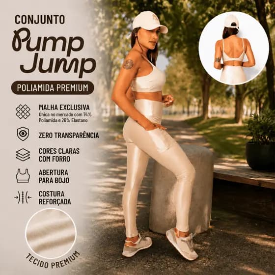 Conjunto Legging Bolso + Top Fita Costas Abertura Bojo Micro Canelado Academia Costura Reforçada