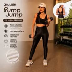 Conjunto Top Regata Fitness+ Legging Canelado Cintura Alta Costura Reforçada Abertura Bojo Academia Poliamida Premium