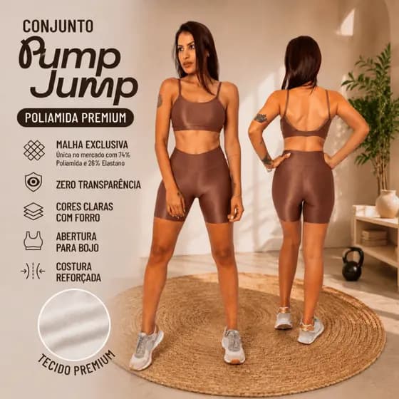 Conjunto Shine Fitness Feminino Top Fita Costas Abertas + Bermuda Meia Coxa Poliamida Premium Micro Canelado