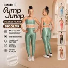 Conjunto Bicolor Fitness Feminino Top Fita + Legging Micro Canelada Poliamida Premium Academia