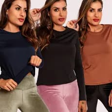 Kit 3 Blusa Térmica Segunda Pele Feminina Manga Longa Inverno