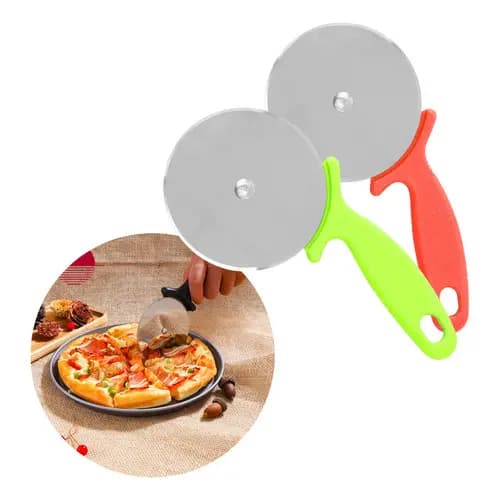 Cortador de Pizza Inox Profissional Carretilha Redondo Cores
