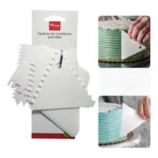 Kit 4 Espátulas Raspadoras de Bolo Decorativa Alisadora