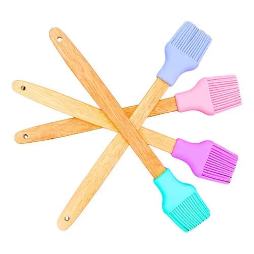 Pincel Silicone Culinaria Cozinha Confeitaria Cabo de Madeira