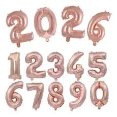 Balões Metalizados de Número 80 CM Rose Gold Grande Brilhante