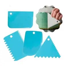 Kit 4 Espátulas Raspadoras De Bolo Decorativa Alisadora Azul