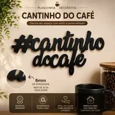 Cantinho do café em mdf para parede Okiitech placa corte vazado com duplaface fixação limpa sem furo