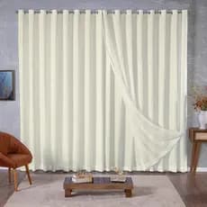 Cortina Voil Gaze de Linho 5,00x2,30/2,40/2,50/2,60/2,70/2,80com Forro Microfibra  com Ilhós Cromado