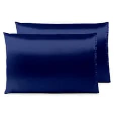 Kit 02 Fronha de Cetim Anti frizz 70cmx50cm ( Azul Marinho)
