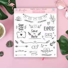Cartela de adesivo n 023 - adesivos decorativos  save the date, love, casamento para planner, agenda