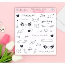 Cartela de Adesivos n 032 - Adesivo para noiva, casamento, alianças, save the date
