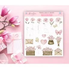 Cartela de adesivo n 111 - Adesivos cristãos com dizeres, flores para decorar bíblia, planner, adesivo personalizado