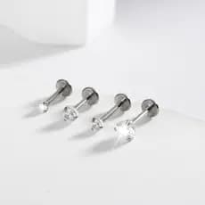 Kit 10 Piercing Labret Ponto De Luz 3mm Helix Tragus Conch Aço Cirúrgico