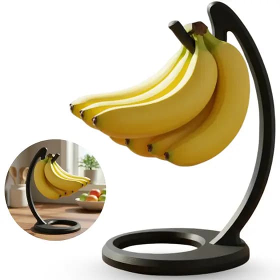 Suporte Gancho Banana Mesa Fruteira para Pendurar Bananas Multiuso Organizador Preto Mesa Decorativa