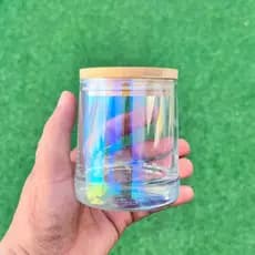 Porta Vela Furta-cor 170ml Importado Com Tampa de Madeira com Vedação