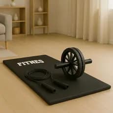Kit Treino Funcional Colchonete Roda Abdominal Corda de Pular CrossFit Corpo Saudável Treino Seguro em Casa