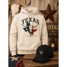 Kit Moletom Canguru Masculino + Boné Trucker Telinha Texas Country Estampado Premium Casual Unissex Inverno Moda 2 Peças