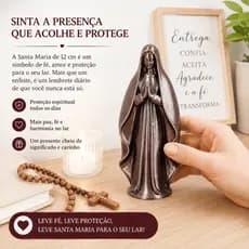 Imagem Nossa Senhora das Graças 12cm  Estátua Católica Decorativa para Altar Oração Fé Proteção Presente Religioso Deco