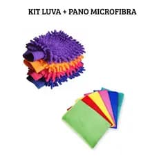 KIT LUVA E PANO DE MICROFIBRA 50X70 LIMPEZA