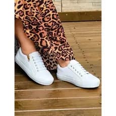 Tênis branco feminino com zíper e elástico calce fácil tênis sapetenis casual feminino Original delicado e leve