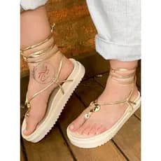sandalia flat feminina papete flat amarrar plataforma