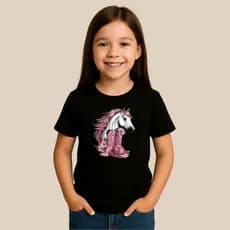 Camiseta Infantil Boiadeira Country Menina Cavalo rosa camisetas Premiun