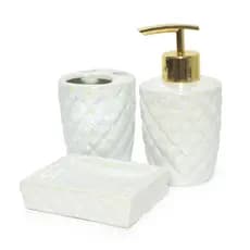 KIT PARA BANHEIRO LAVABO 3 PEÇAS SEREIA ESCAMAS PEROLADO
