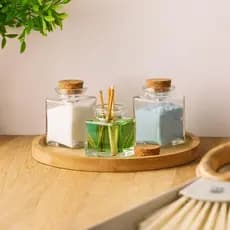Kit 5 Potes de Vidro Quadrado com Tampa de Rolha 90ml Lyor