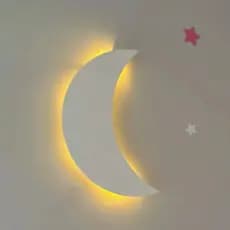 Lua Com Led Luminária De Parede Decoração Quarto Sem Fio