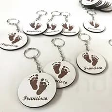 Kit 20 Chaveiro Personalizado Pezinho com Nome MDF Gravado a Laser