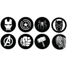 Quadros Decorativo 8 PEÇAS Vazado Kit Heróis Marvel 3mm MDF Preto Fosco