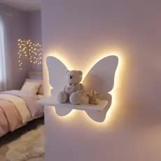 Borboleta Com Prateleira Luminária De Led Decorativa Sem Fio