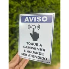 Placa Toque a Campainha e Aguarde Ser Atendido para Portarias e Recepções