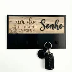 Porta Chaves de Parede Decorativo MDF Organizador 5 Ganchos