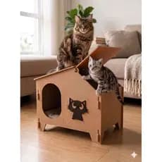 Casa Casinha Gatos Pet Mais Resistente e Robusta em MDF Com Arranhador