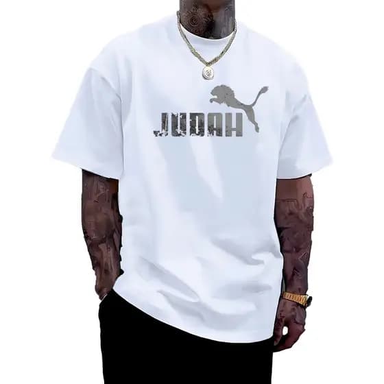 Camiseta Judah Unissex Estampa Cinza Streetwear Unissex 100% Algodão Alta Qualidade Cor Branca