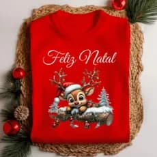 Blusa Natalina Camiseta Algodão Feliz Natal Papai Noel Unissex 2025