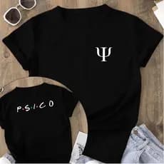 Camisetão Feminino Estampado Verso Camiseta Psico Psicologia Faculdade Profissão Várias Cores 100% Algodão Shop