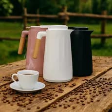 Garrafa Térmica De 1 Litro Café Chá Cabo Bambu Mesa Posta Café Da Manhã Mantem Temperatura +  Tempo
