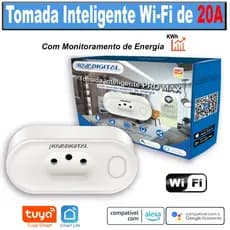 Tomada Inteligente Wifi de 20a Tuya Nova Digital Monitoramento Ar Condicionado, Geladeira, Freezer