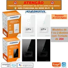 Interruptor Com Tomada de 20a Zigbee Tuya Nova Digital Repetidor de Sinal Mesh > NÃO É WI-FI <