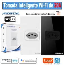 Tomada Smart Wi-Fi de Embutir 20a com Monitoramento de Energia Tuya Nova Digital Compatível Alexa