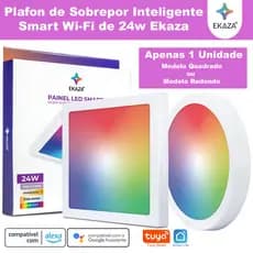 Plafon Inteligente Wifi de Sobrepor de 24w RGB+CCT Tuya Ekaza Compatível Alexa e Google Home