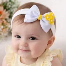 Kit com 2 Laços Bebê Luxo Sobreposto com Pérolas e Flores – Bico de Pato ou Faixa Meia de Seda maternidade enxoval